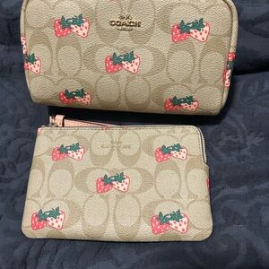 Coach Strawberry Print Wallet Set